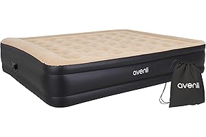 AVENLI Materasso Gonfiabile Autogonfiabile 203 x 157 x 47 cm – Letto Matrimoniale con Pompa Integrata – Comfort Ergonomico & Rivestimento Flockato – Perfetto come Letto da Campeggio o per Ospiti