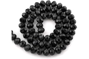 PERLIN Cuentas checas de cristal de Bohemia facetadas y redondas, tamaños de 4/6/8/10 mm, colores a elegir (negro), 10 x 8 mm