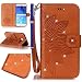 Produktbild FESELE Blume Glitzer Bling Lederhülle für [Samsung Galaxy S6] Leder-Mappen-Karten-Slot-Abdeckung im Bookstyle mit Standfunktion, Samsung Galaxy S6 Strass Diamant Malerei Brieftasche Hülle Leder Tasch