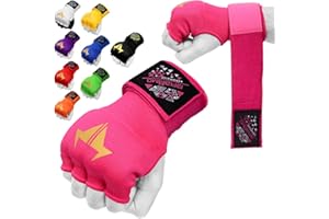BRAMMO Boxing Hand Wraps Inner Gloves, Muay Thai MMA Martial Arts Punching Speed Bag Training Bandages, Quick Long Wrist Straps, Elasticated, Padded Fist Hand Protection, Handwraps