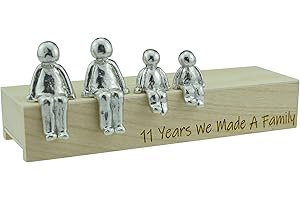 PIRANTIN 11th Anniversary Idea - 11 Years We Made A Family Metal Ornament - Choose Your Family Combination Box & Woodgrain May Vary(2 children)