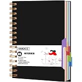 HAKACC A5 5 Divider Ring Binder Notebook Student Office Writing Planner Black