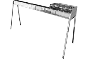 LISA LUXURY IS AN ATTITUDE Cuocispiedini ed Arrosticini con Barbecue a Carbone 120 cm Milano Grill 100+40 Plus (cm140) in Acciaio Inox Specchiato