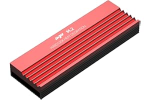 iHTP Heatsink M.2 2280 SSD Cooler, Aluminum, with Thermal Pad for Computer PC PS5 PCIE NVME or NGFF SATA M.2 SSD Installation|Red