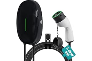 Teskee Wallbox 7.4kW Type 2 Borne de Recharge EV Chargeur Monophasé câble d'alimentation pour boîtes de Distribution IEC 62196-2, Câble 32A 6M