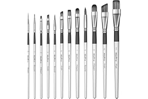 Nicpro 12 PCS Artist Paint Brush Set, Craft Paint Brushes for Acrylic Painting, Oil, Watercolour, Gouache, Tempera, Face, Body, Fabric, Leather, Model, Art Supplies Paintbrushes for Artists Beginners