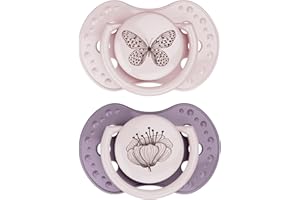 Difrax LOVI Tétine 18+ mois - Sucette Dynamique pour Bébé - Rose & Violet - 2 Piéces - Facile à Accepter, Sans BPA, Silicones de haute qualité et durables