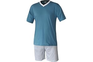 Moonline nightwear Herren Schlafanzug kurz 100% Baumwolle Herrenschlafanzug Shorty Herren Kurzer Schlafanzug Herren Shorty Pyjama kurz Nachtwäsche Herren in den Größen M L XL XXL 3XL