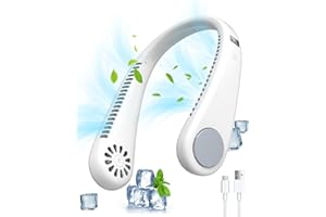 Omesiry Ventilateur de Cou Portable, 5200 mAh Rechargeable Mains Libres sans Lames Ventilateur Portable à Faible Bruit Ventilateur Personnel, 4 Vitesses Mini Ventilateur USB pour les Sports de Voyage