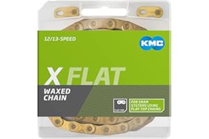Cadena de bicicleta KMC con tapa plana, oro TiN, 126 eslabones, encerado, compatible con SRAM AXS y transmisión, dorado
