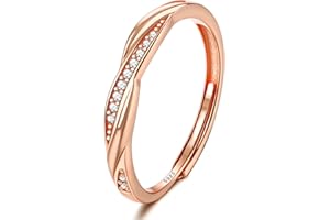 JeweBella Ring Silber 925 Damen Frauen Verstellbare Zirkonia Fingerring Eheringe Trauringe Engagement Verlobungsring Damen Promise Ring Schmuck Geschenke Silber/Gold/Roségold