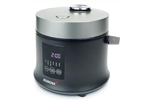 Korona 58011 Arrocera digital I vaporera con función de mantener el calor I olla extraíble I pantalla LED con botones táctiles I temporizador de 24 horas I incluye taza medidora y cuchara de arroz