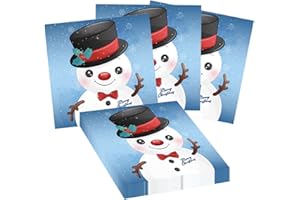 POPOYU 40pcs Christmas Snowman Napkins Decorations Blue Merry Christmas Napkins,6.5 x 6.5 Inch Xmas Dinner Napkins Winter Snowflake Napkins for Christmas Winter New Year Party Supplies Table Decor
