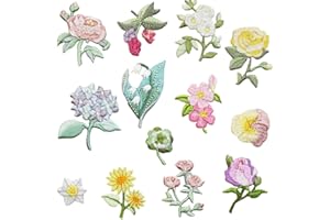 LANSKYLAN 14 Stück Patches zum Aufbügeln Blumen Bestickte Aufnäher Bügelflicken Bügel Patches Blumen Embroidered Iron on Patches Aufbügelflicken Blumen Applikation zum Aufbügeln Hosen Jeans Hemden