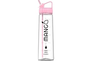 MANGO Sport Water Bottle With Straw - 900ml Motivational Water Bottle with Time Markings - Clear Water Bottle BPA Free Sports Bottles With Flip Nozzle And Leakproof Cap for Women and Men (Baby Pink)