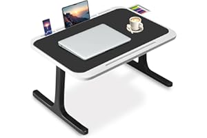 WEIQILE Laptop Table, Laptop Bed Table, Foldable, Notebook Table, Drawer, Slot, for Bed, Sofa, Floor (Black)