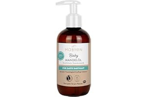 MABYEN Aceite de Almendras Bio para Bebés 200 ml – Vegano, Sin Perfume, Cosmética Natural – Cuidado y aceite de masaje para bebés