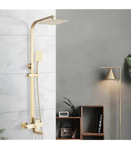VALAZ Unterputz-Wasserhahn Bad (gold Gebürstet) – Einhebelmischer, Auslauf 21 Cm, Wassersparend, Schnelle Installation