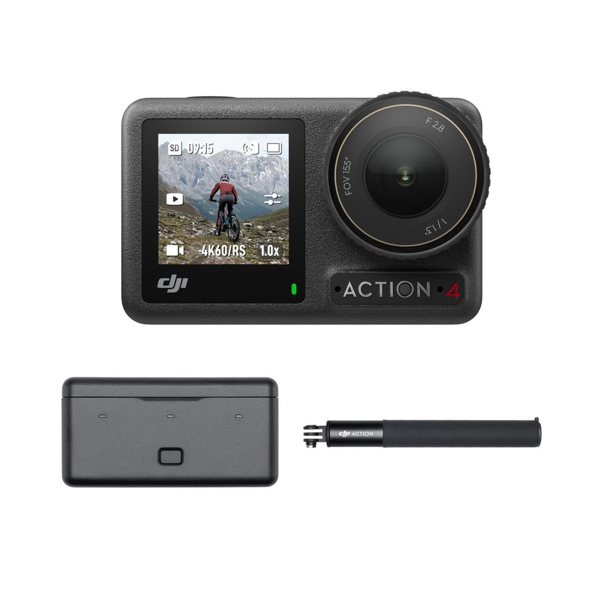 DJI Osmo Action 4 Adventure Combo - 4K/120fps Waterproof Action Camera with a 1/1.3-Inch Sensor, 10-bit & D-Log M Color Perfo