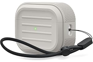 elago Armor etui kompatybilne z AirPods Pro 2 – smycz w zestawie, obsługuje bezprzewodowe ładowanie, odporne na wstrząsy, pełna ochrona (kamień)