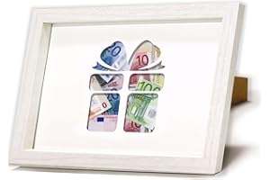 HSDSH Regali di Denaro, 17 x 23 cm Cornice portafoto Personalizzata, Regalo di Nozze Creativo per Coppia di sposi, Confezione in Vero Legno, Regalo di Denaro per Matrimonio, Anniversario, Compleanno