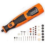 Cordless Rotary Tool, 8V Li-ion CRT324-BS Mini Rotary Multi-Tool Kit with 5 Variable Speed, 4 Front LED Lights, 40pcs Accesso