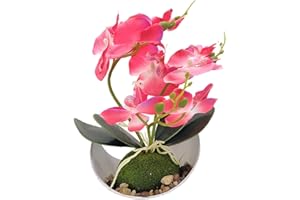 Aisamco 1 sztuka sztucznych orchidei z białą doniczką, sztuczne kwiaty phalaenopsis z tworzywa sztucznego, z doniczką, do domu, na wesele, do biura, 1 sztuka