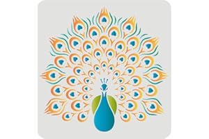 FINGERINSPIRE Modello stencil pavone 30 x 30 cm, modello riutilizzabile fai da te stencil decorativo per pittura su pareti, mobili, artigianato