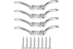 SYDARSYN 4 Piezas Gancho Asta Bandera de Acero Inoxidable Cornamusa de Amarre Base de Cuerda Marina Gancho Cuerda de Driza para Botes Toldos Persianas Lonas