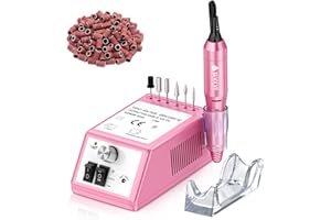 ‎WEIYI WEIYI Nagelfräser,Elektrische Nagelfräser Set, Maniküre Elektrische Nagelfeile Pediküre Nagelschleifer Feile Profi Nageldesign Nagelpflege Gerät geringem Vibration mit 6 Bohre 106 Schleifhülsen Rosa