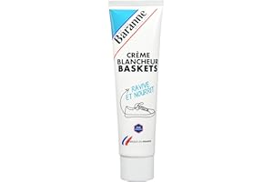 Baranne - Crème Blancheur Baskets - Formule en Cire Traditionnel - Protège, fait Briller et Ravive le Cuir des Baskets - Fabrication Française - 100ml
