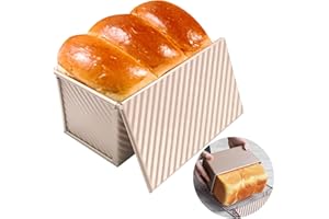 OGIBRIDI Stampo per Pane con Coperchio Stampo Toast Scorrevole Antiaderente in Lega di Alluminio Toast Muffa Stampo con Fori Ventilati Stampo per Pagnotta Cottura Pane Cestino per Pane da Forno 1lb-450g