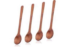 GOSKNOR 4pcs Petites Cuillères en Bois, 17cm Cuillère à Miel Cuillère à Cuillères à Dessert pour Cuisiner Servir Remuer le Café le Thé le Miel le Sucre les Condiments en Pot les Ustensiles de Cuisine
