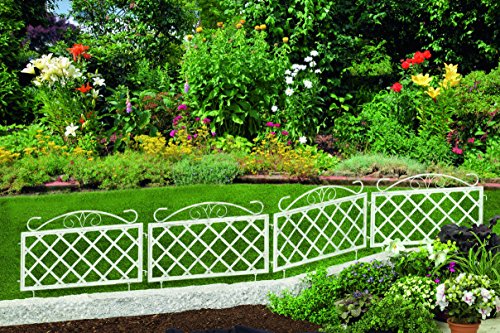 Beet- und Wegeinfassung 4er Set Gitter Motiv weiß Beetumrandung Rasenkante