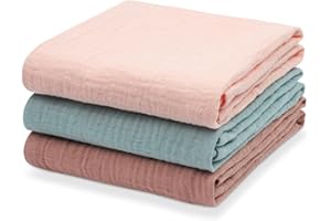 Aolso Myjka dla niemowląt, 3 sztuki, kocyk dla niemowląt, z czystej bawełny, do łóżeczek dziecięcych, do pieluszek dla niemowląt, dla chłopców i dziewczynek (60 x 60 cm)