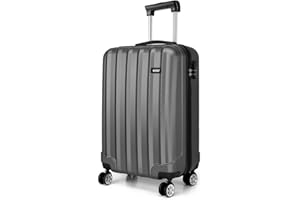 KONO Valigetta leggera per cabina, 55 x 35 x 20 cm, custodia rigida, bagaglio in ABS a 4 ruote, bagaglio a mano, valigia da viaggio, grigio., 55 x 35 x 20 cm, Bagaglio a mano