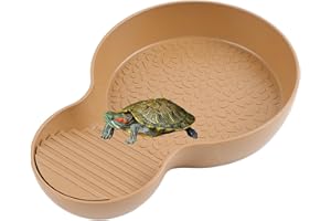 QINGYIWL Schildkröten Wasserschale, Kleine Reptilien Badebecken mit Rampe, Schildkröten Terrarium Zubehör, für Kleine Schildkröten, Geckos und Andere Kleine Reptilien (26,5 × 18 × 4,2 cm)
