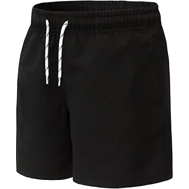 Generisch Modieuze, effen zwembroek voor jongens met compressievoering, stretch zwemshort wagon broek jongens, donkergroen, 8 Jaar