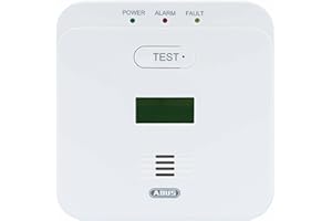 ABUS Kohlenmonoxid-Warnmelder COWM510 - CO-Melder mit 85 dB lautem Alarm, Prüftaste, 10-Jahres-Sensor & LCD Display - Weiß