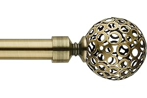 BOOM JOG Curtain Pole Globe Ball finials Extendable Curtain Pole Set 70-120cm Antique Brass Gold Curtain Pole 19/16mm Diameter Adjustable Curtain Rod Easy to install