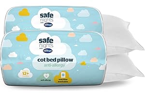Silentnight Safe Nights Cot Bed Anti Allergy Pillow 2 Pack - Quality Luxury Soft Comfy Crib Cotbed Nursery Pillows For Baby Babies Kids Toddler Children - Hypoallergenic Machine Washable Two Pillows