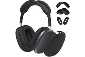 FINTIE Cover Compatibile con AirPods Max Cuffie, Protettiva Custodia Auricolare e Head Fascia Cover in Silicone Compatibile con Apple AirPods Max Cuffie, Nero