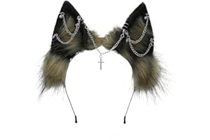 VIGVAN Ręcznie robiona opaska do włosów z motywem wilka i lisa