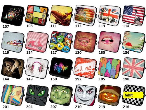 7 Zoll Tablet-PC ( z.B. Apple iPad Mini 2 3 4, Samsung Galaxy Tab 4 (7.0), Amazon Kindle Fire HD 7, Archos 80b Platinum / Helium, Huawei MediaPad X2, Lenovo IdeaTab 2 A7-10 / T1 7 ) Schutzhülle – sehr hochwertige & edel verarbeitete Tablettasche / Tablethülle aus wasserfesten Neopren mit eingenähter Doppelnaht, premium Reißverschluss und aufwendigen Designeraufdruck! Die Hülle eignet sich für Tablet-Computer diverser Hersteller bis 18,5×13,5cm ( zirka 7“ bis 7,9“) 127 - 2