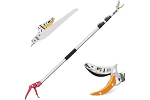 Bai You Mei Tagliarami Telescopico 1,3-2,3 Metri, Forbici Potatura Telescopica,Cesoie Telescopiche per Potatura Alberi, Taglio Rami Alti Giardino Telescopico Svettatoio 3 + Sega Potatura