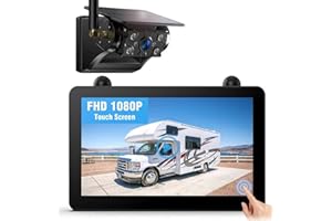 ZEROXCLUB Solar Powered Wireless Reversing Camera Kit, 7" 1080P Touchscreen Monitor, 1 Min Installation, 12000mAh Rechargeable Battery, DVR Recording, IP69K Waterproof Rear View Camera for Car Van Motorhome