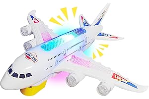 YOUYIKE Avion Jouet, Lumières LED Musique Jouet Avion avec Fonction de Direction Automatique pour 3 Ans et Plus