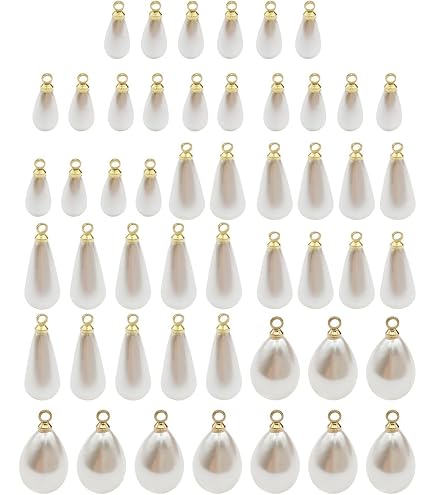 Perles En Forme De Larme Blanche - Lot De 64 Pendentifs, 4 Tailles | Pour Collier, Bracelet, Boucles D'oreilles DIY