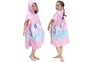 BANGSAUR Kinder Strand Pool Bad Kapuze Poncho Handtuch, 100 Baumwolle Surf Wickeltücher Wickel, Baby Kleinkind Mädchen Jungen 3-12 Jahre