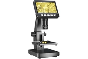AOPICK Microscope for Adults,500X Magnification Coin Microscope with 8 Ajustable LED Lights,LCD Digital Microscope for Windows/MacOS-4.3 Inch Black